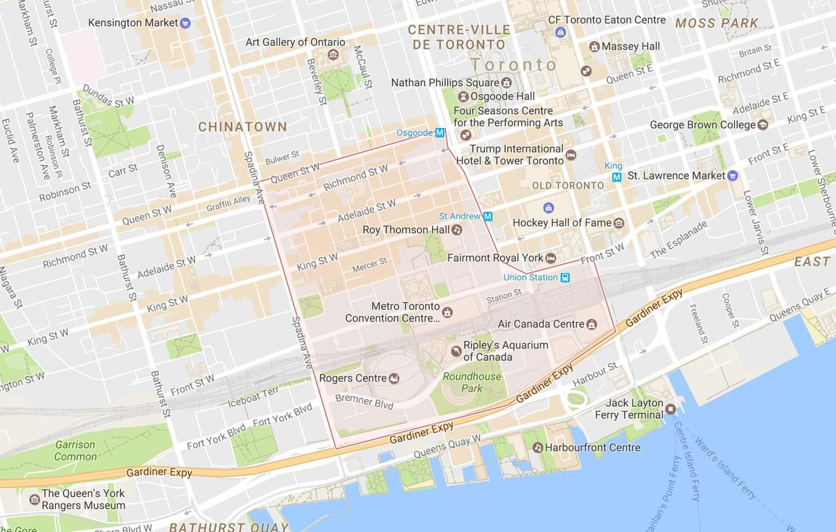 Kartes no Izklaides Rajona kaimiņattiecību Toronto