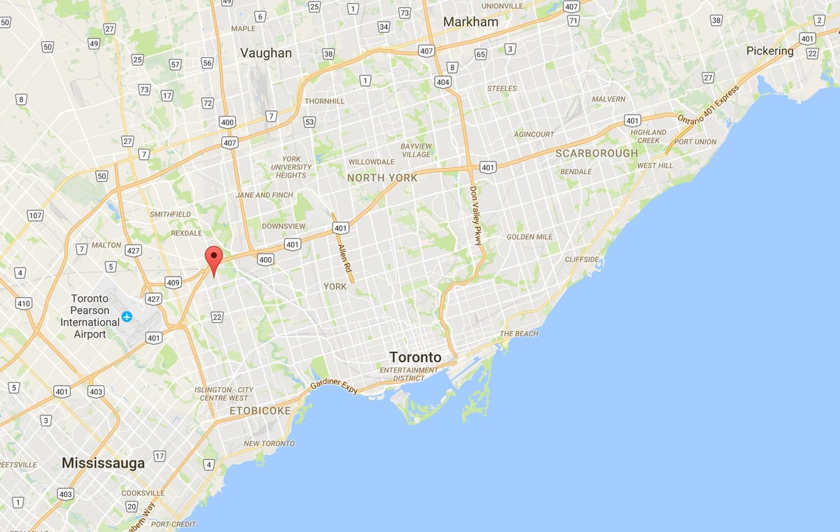 Karte Kingsview Ciema rajonā Toronto