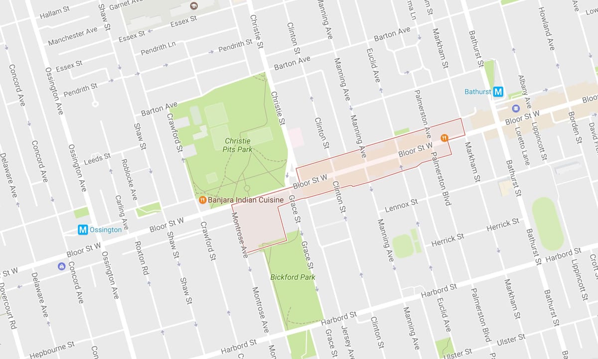 Karte Koreatown kaimiņattiecību Toronto