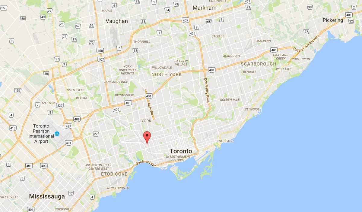 Karte Krustojuma Trijstūra rajonā Toronto