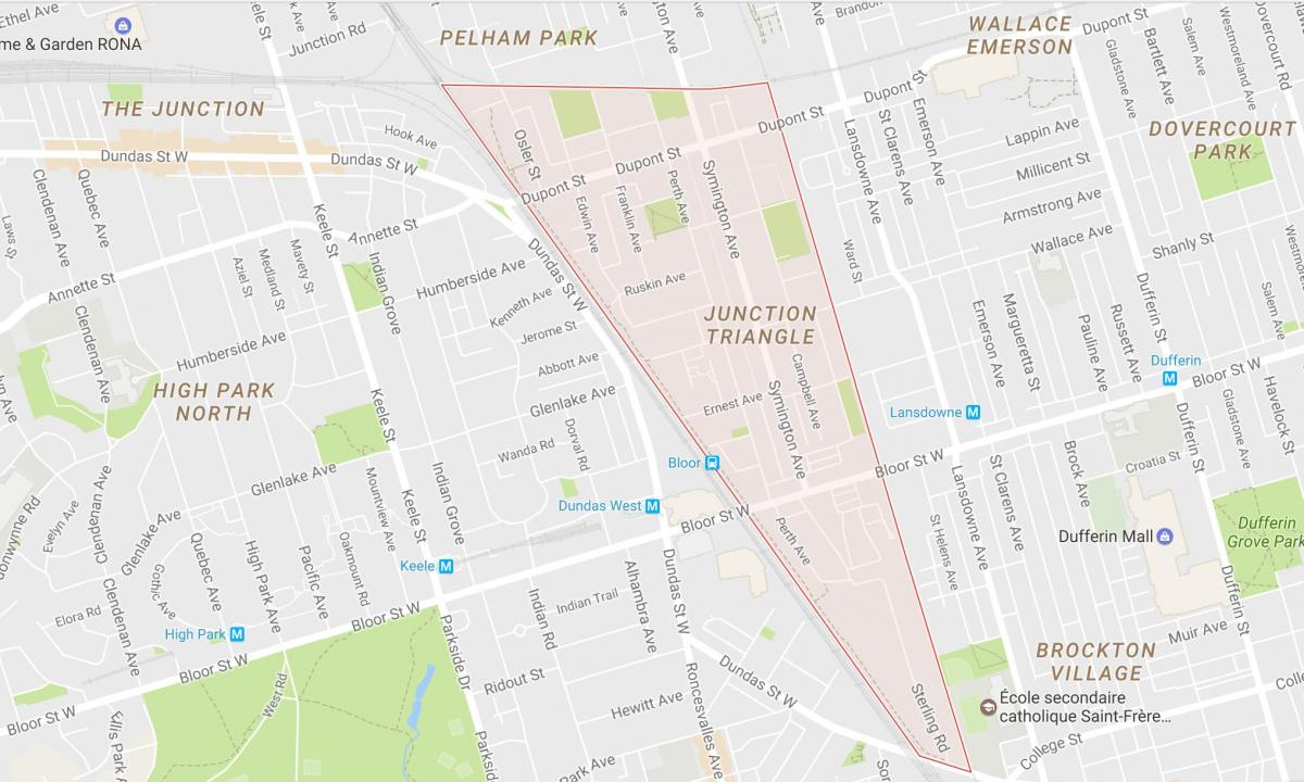Karte Krustojuma Trīsstūris kaimiņattiecību Toronto