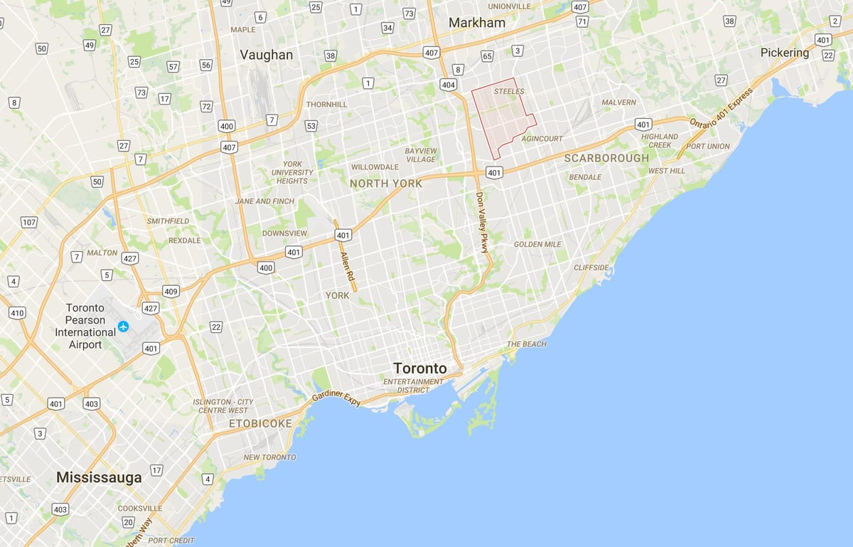 Karte L'Amoreaux rajona Toronto