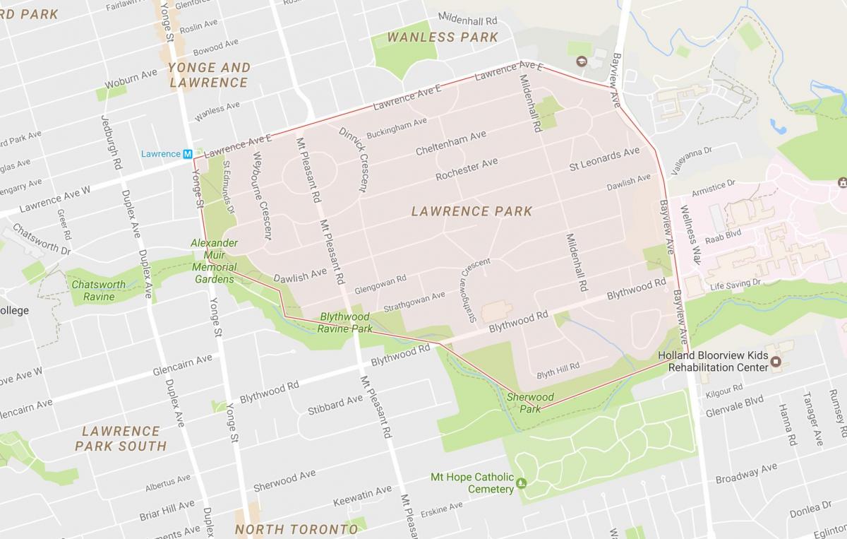 Karte Lawrence Park kaimiņattiecību Toronto