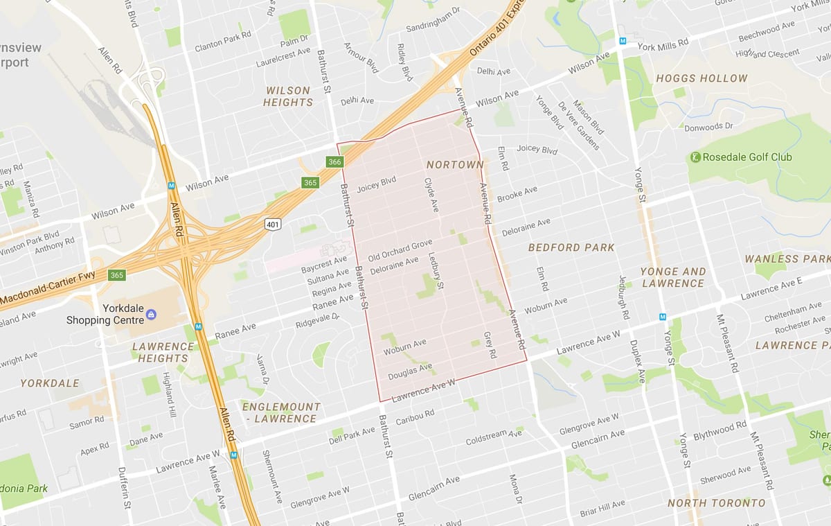Karte Ledbury Park kaimiņattiecību Toronto