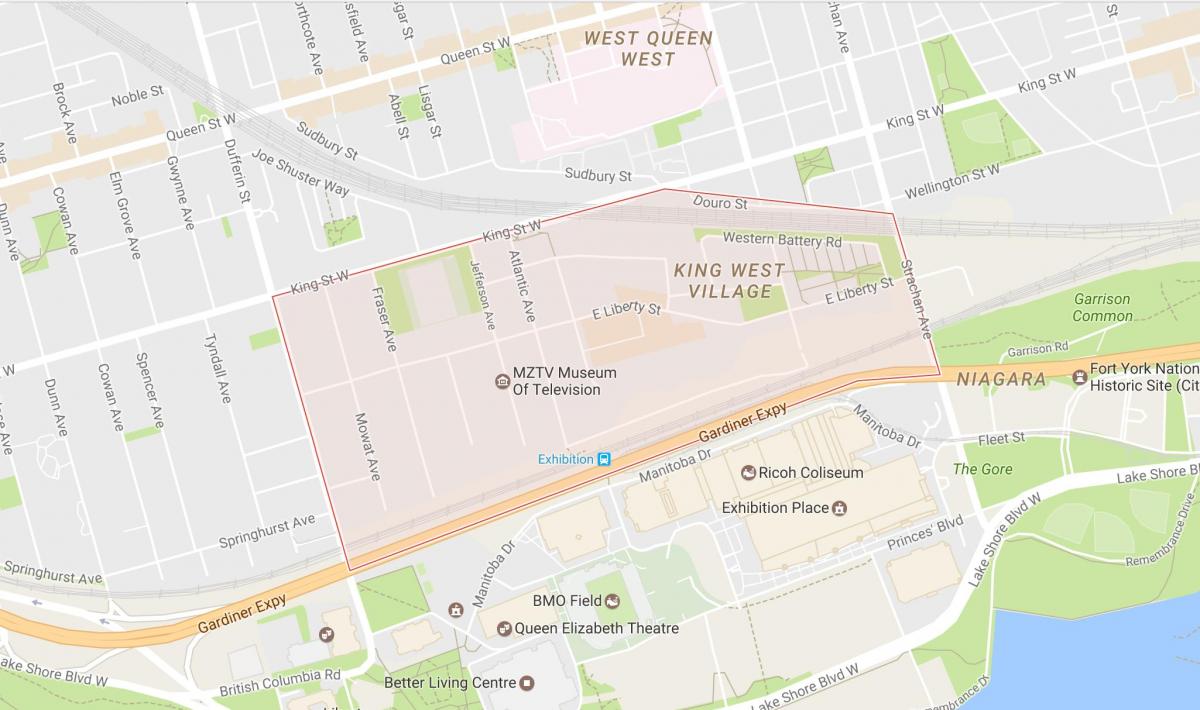 Karte Liberty Village kaimiņattiecību Toronto