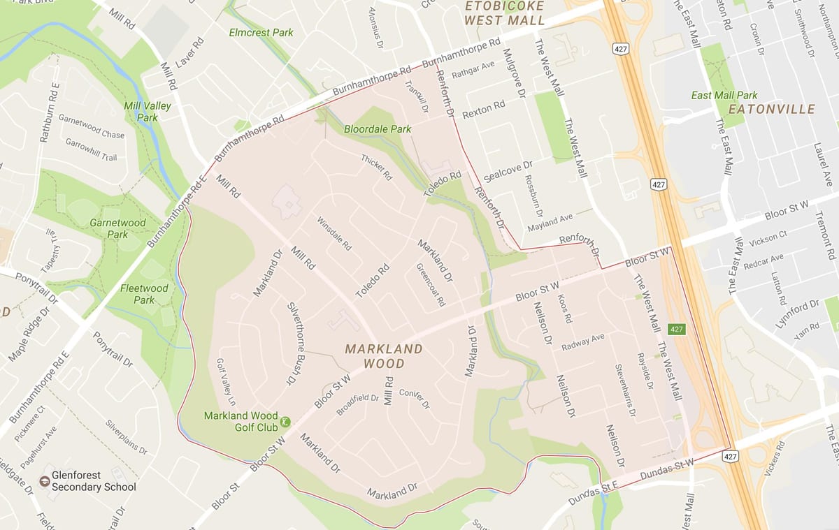 Karte Markland Koka kaimiņattiecību Toronto