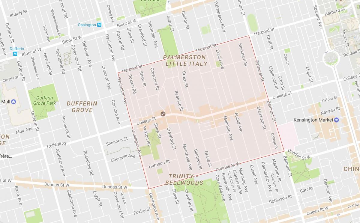 Karte Little Italy kaimiņattiecību Toronto