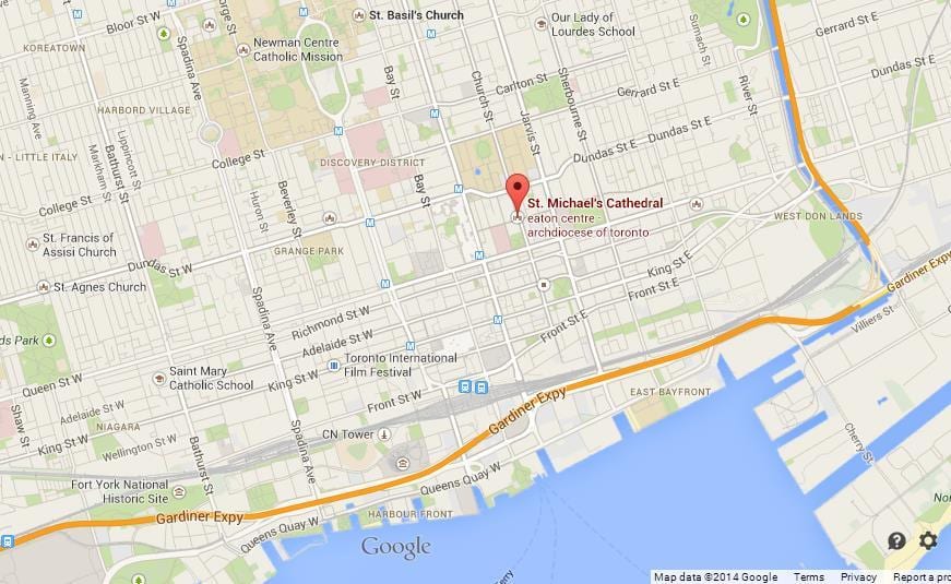 Karte miķeļa Cathedrale Toronto pārskats