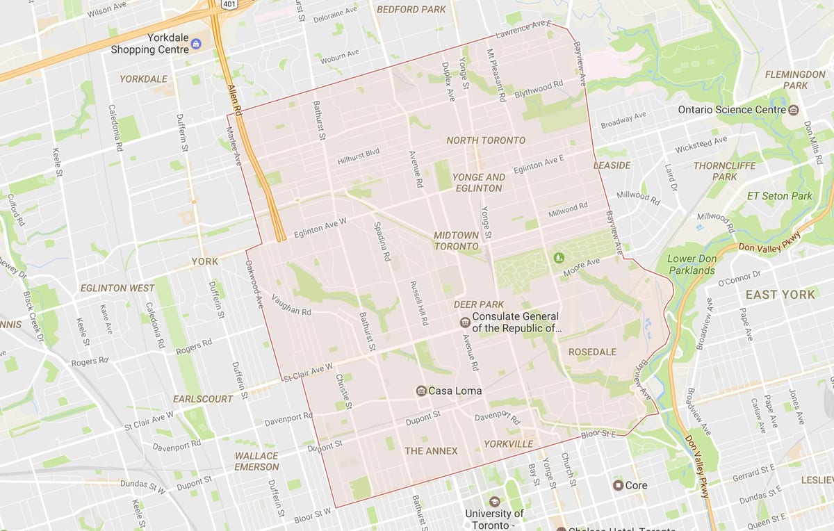 Karte Midtown kaimiņattiecību Toronto