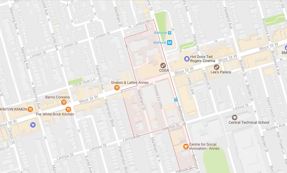 Karte Mirvish Ciema apkaimē Toronto