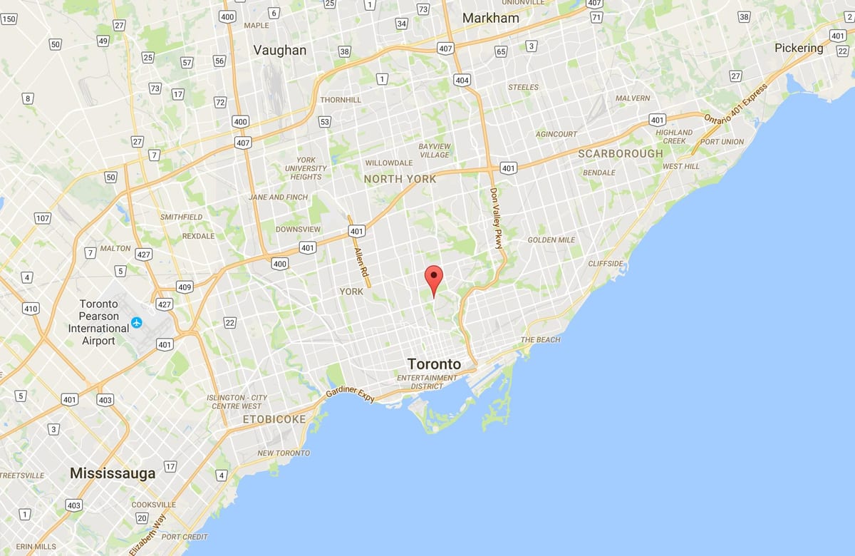 Karte Moore Park rajonā Toronto