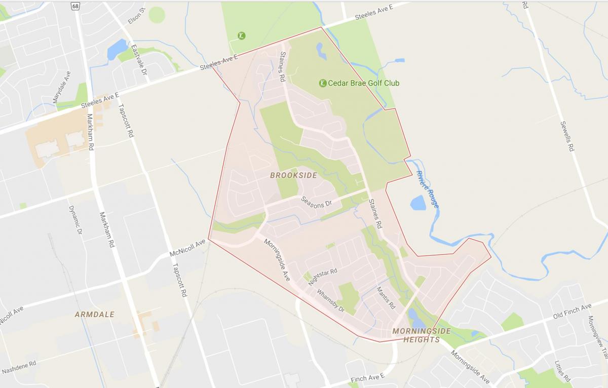 Karte Morningside Augstumu kaimiņattiecību Toronto