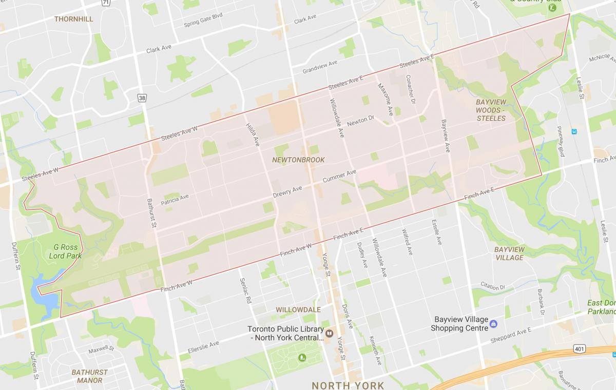Karte Newtonbrook kaimiņattiecību Toronto