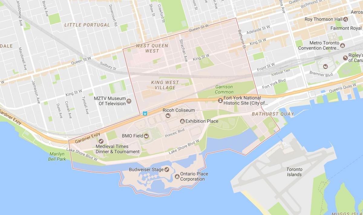 Karte Niagara kaimiņattiecību Toronto