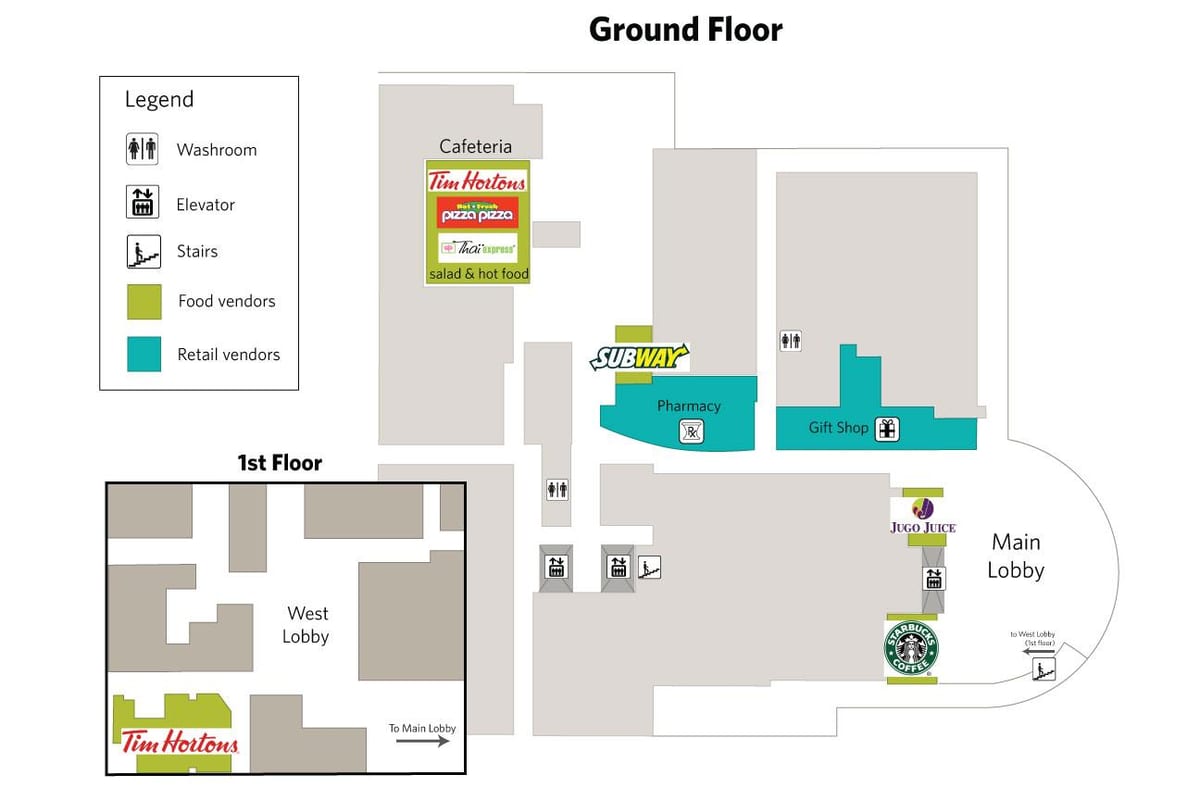 Karte, North York General Hospital ēdināšanas pakalpojumi Toronto