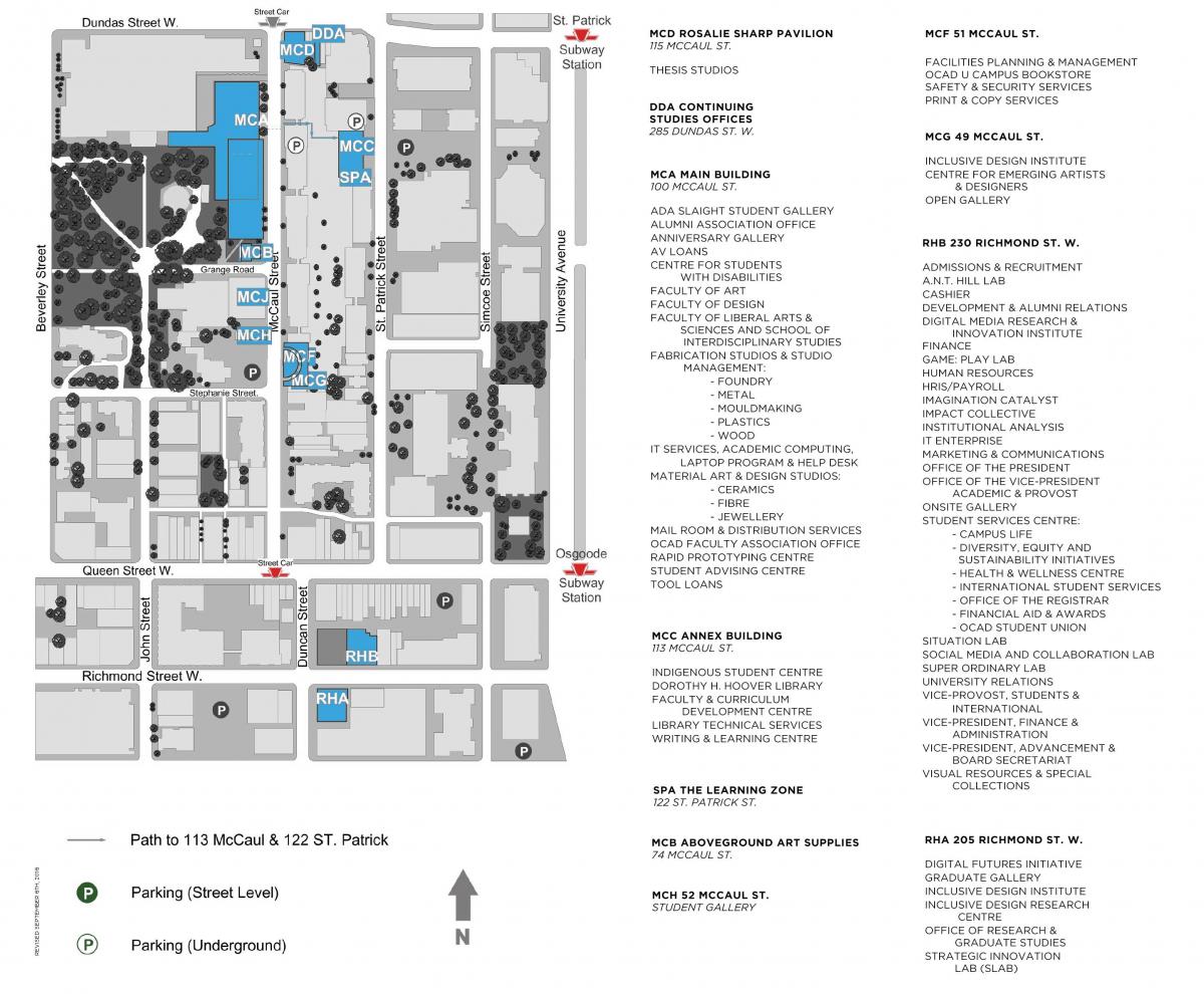 Karte OCAD Universitātes Toronto