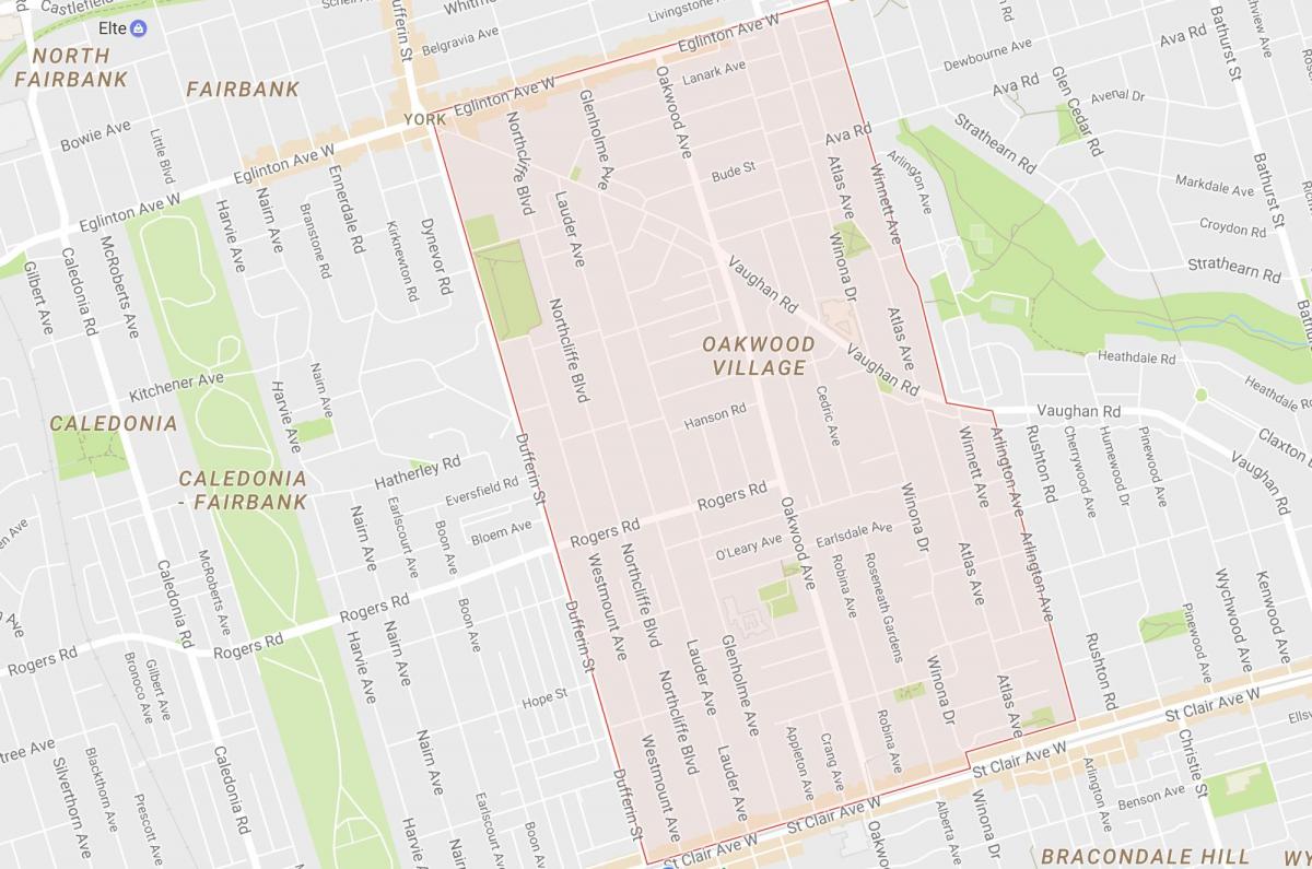 Karte Ozolkoks–Vaughan kaimiņattiecību Toronto