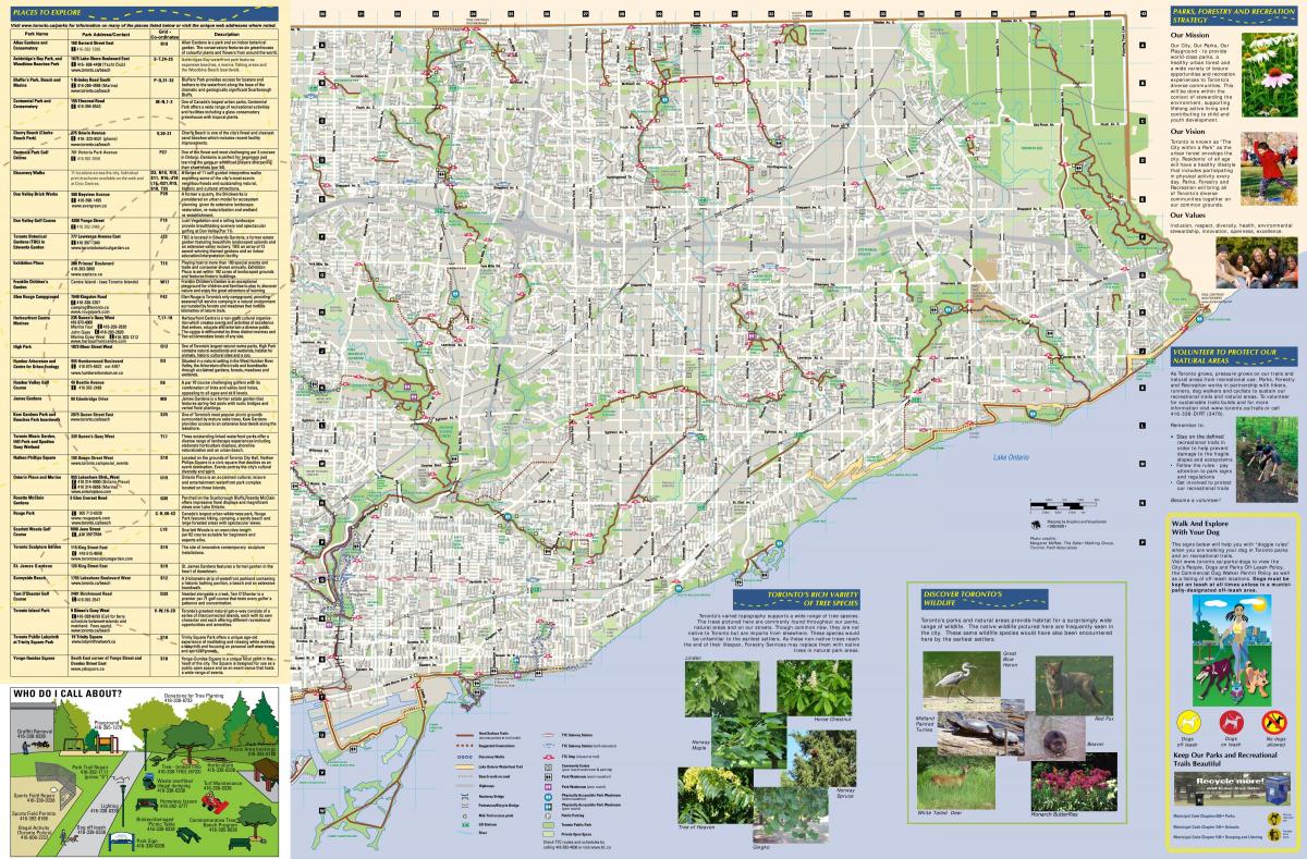 Karte parki un pastaigu takas Toronto East