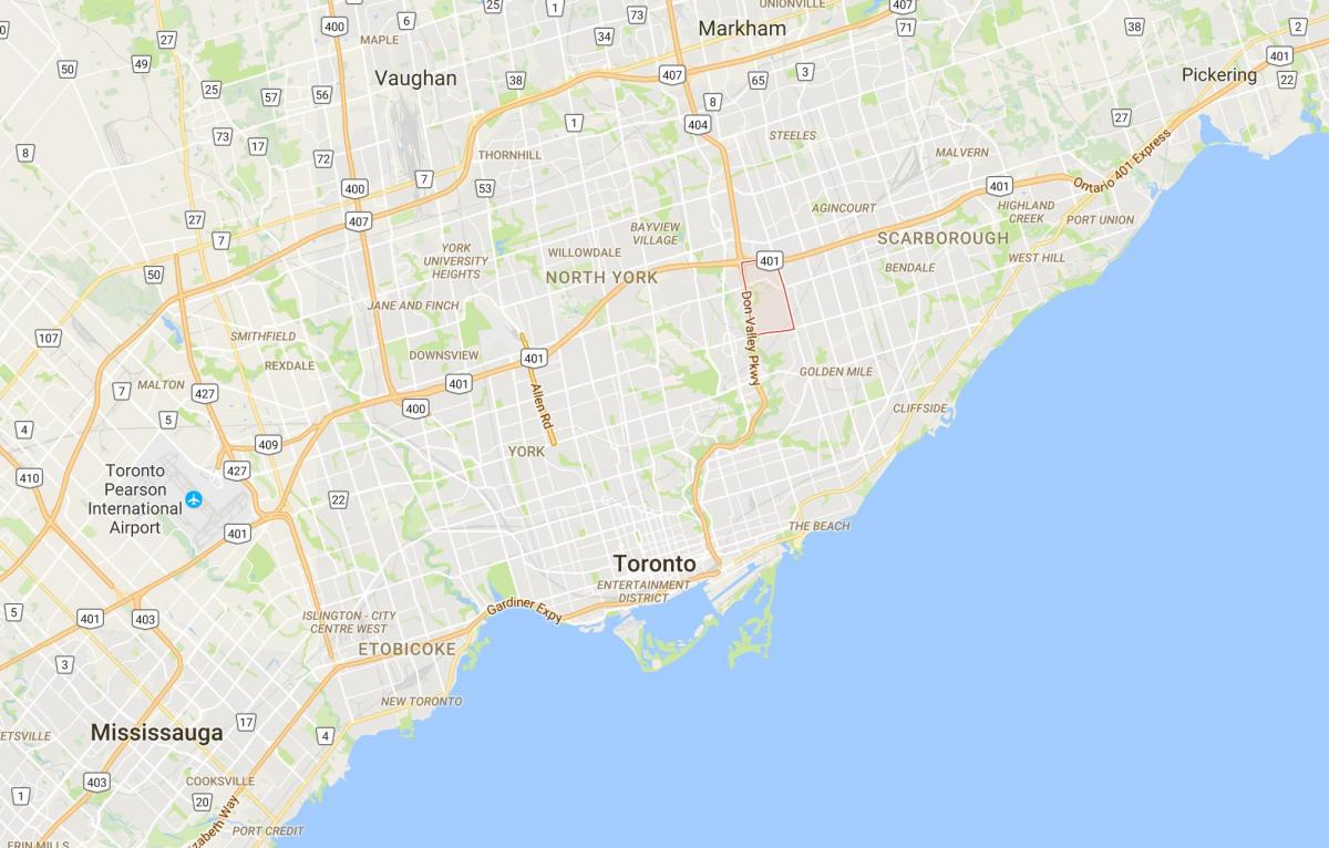 Karte Parkwoods rajona Toronto