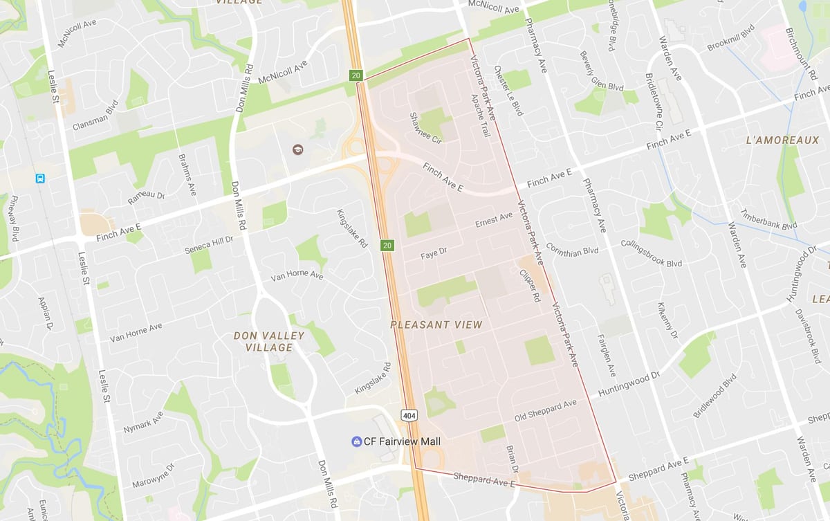 Karte Patīkamu Skatu kaimiņattiecību Toronto