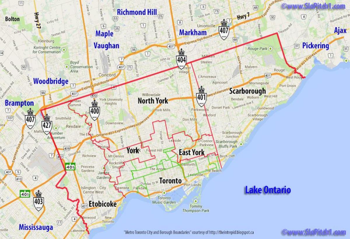 Karte pašvaldību Toronto