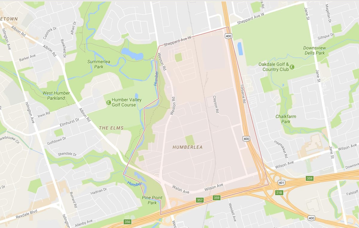 Karte Pelmo Parks – Humberlea kaimiņattiecību Toronto