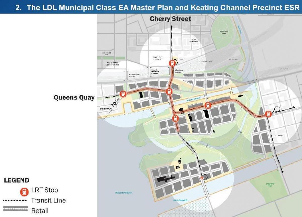 Karte Projets Austrumu Piekrasti, Austrumu Bayfront Toronto