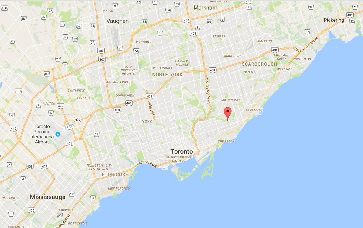 Karte Pusmēness Pilsētas rajonā Toronto