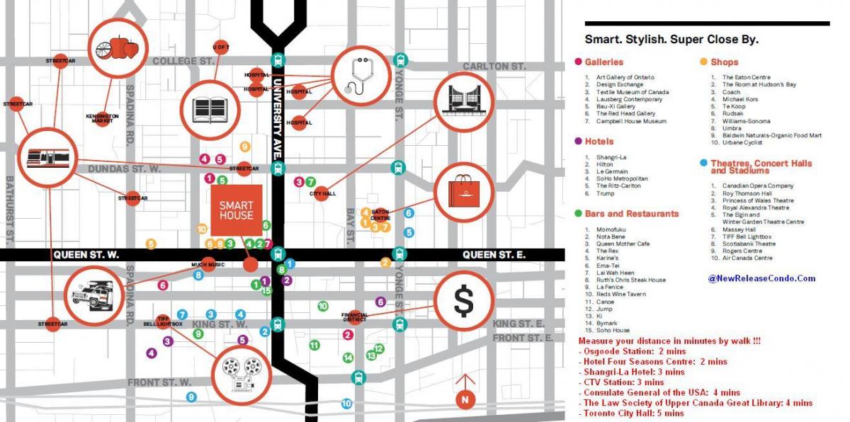 Karte Queen street, Toronto