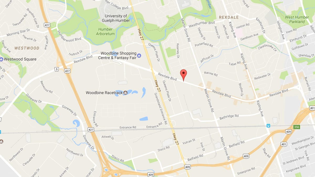 Karte Rexdale bulvārī Toronto