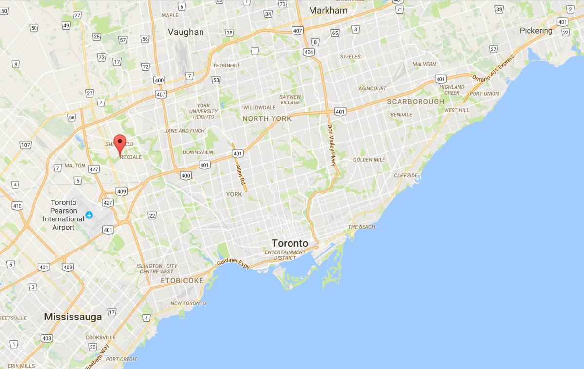 Karte Rietumu Hambera-Clairville rajona Toronto