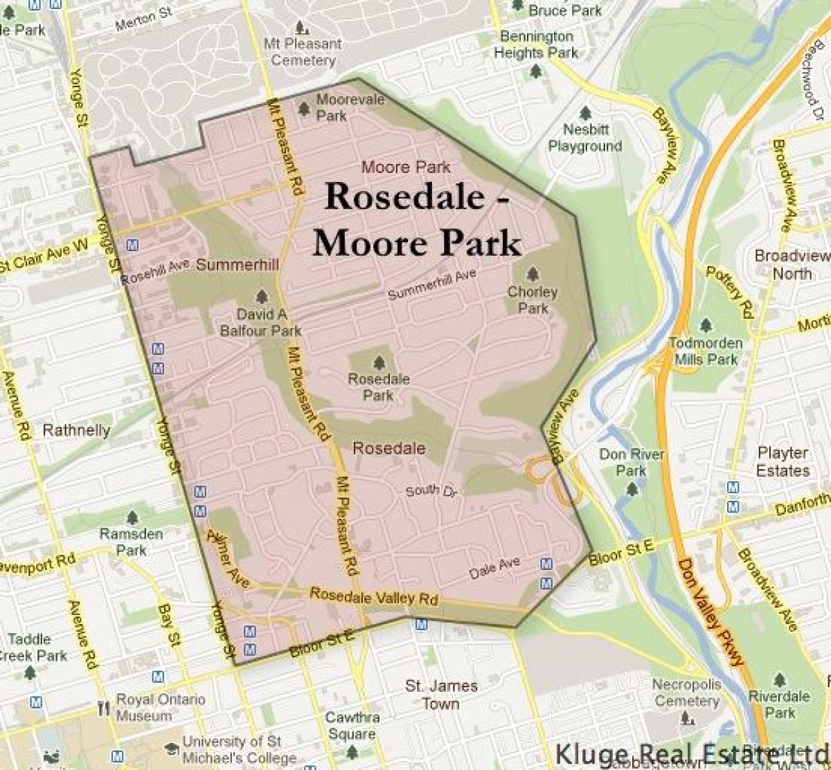 Karte Rosedale Moore Park Toronto