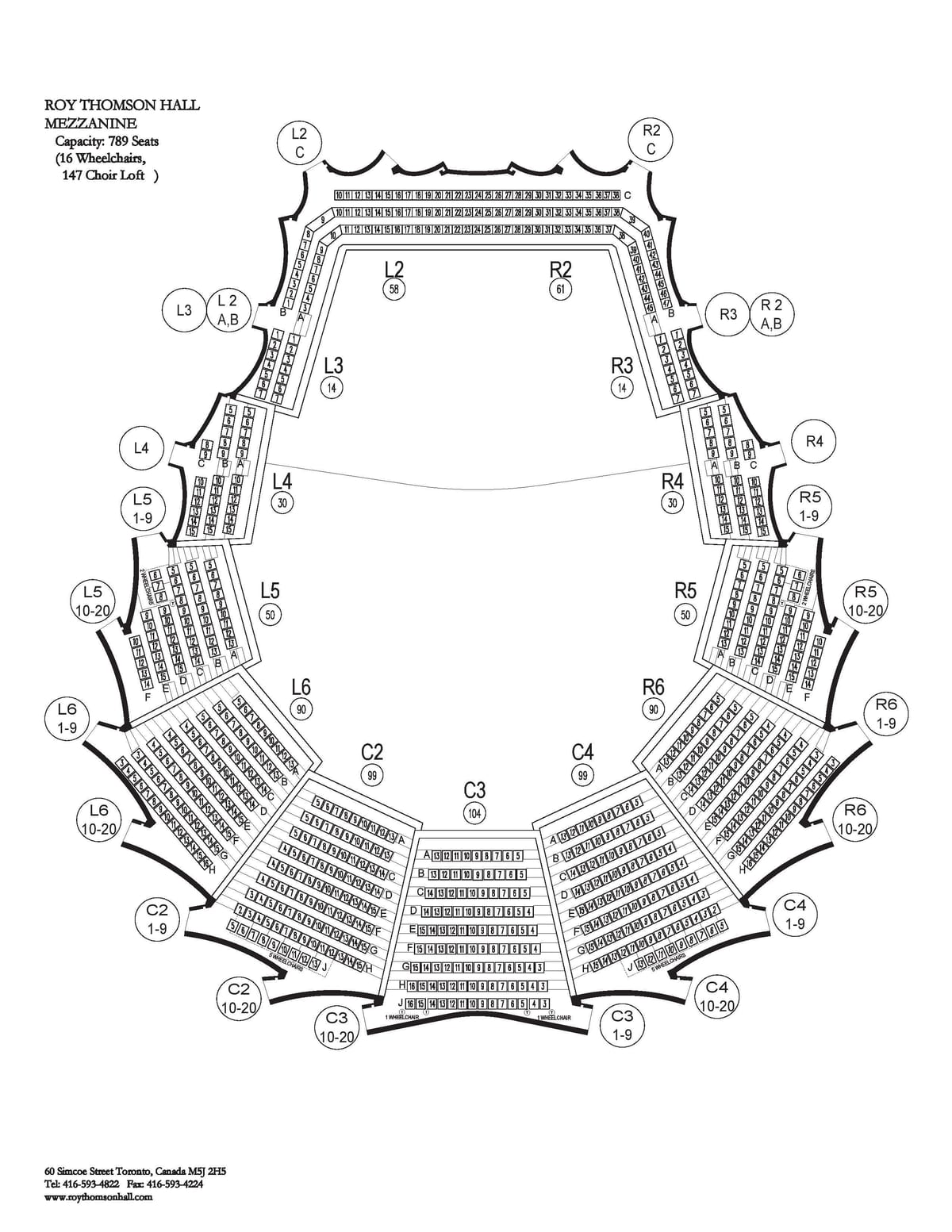 Karte Roy Thomson Hall mezanīna
