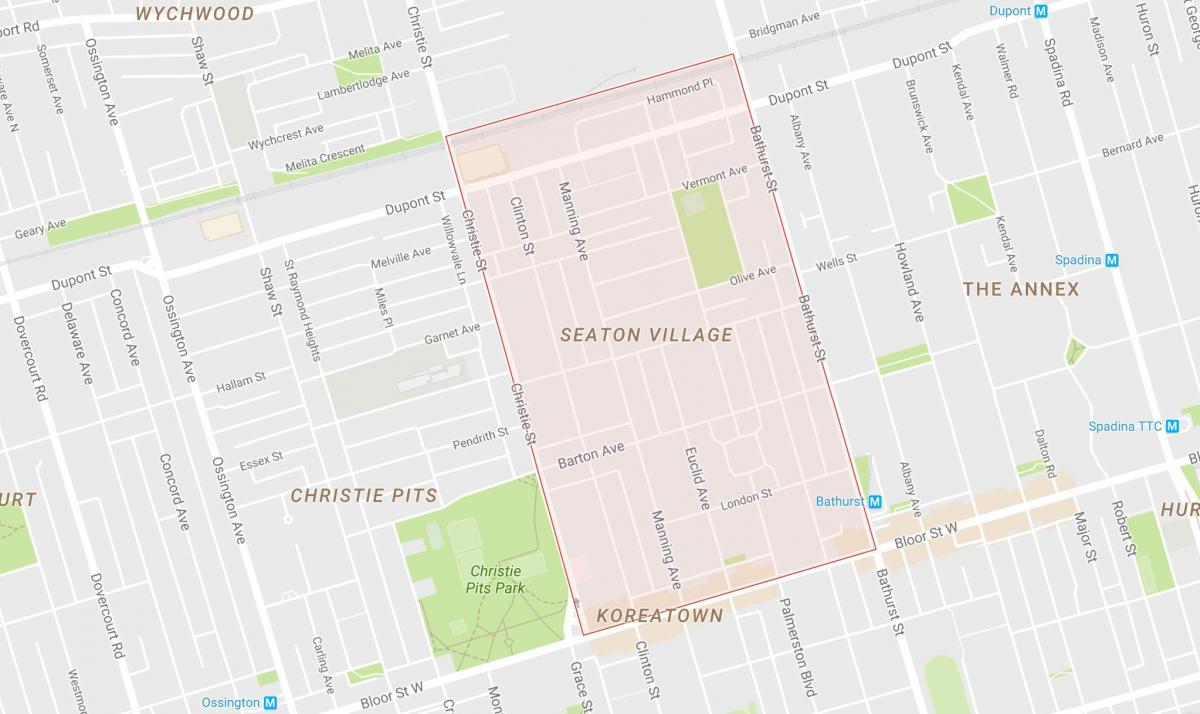 Karte Seaton Ciema apkaimē Toronto