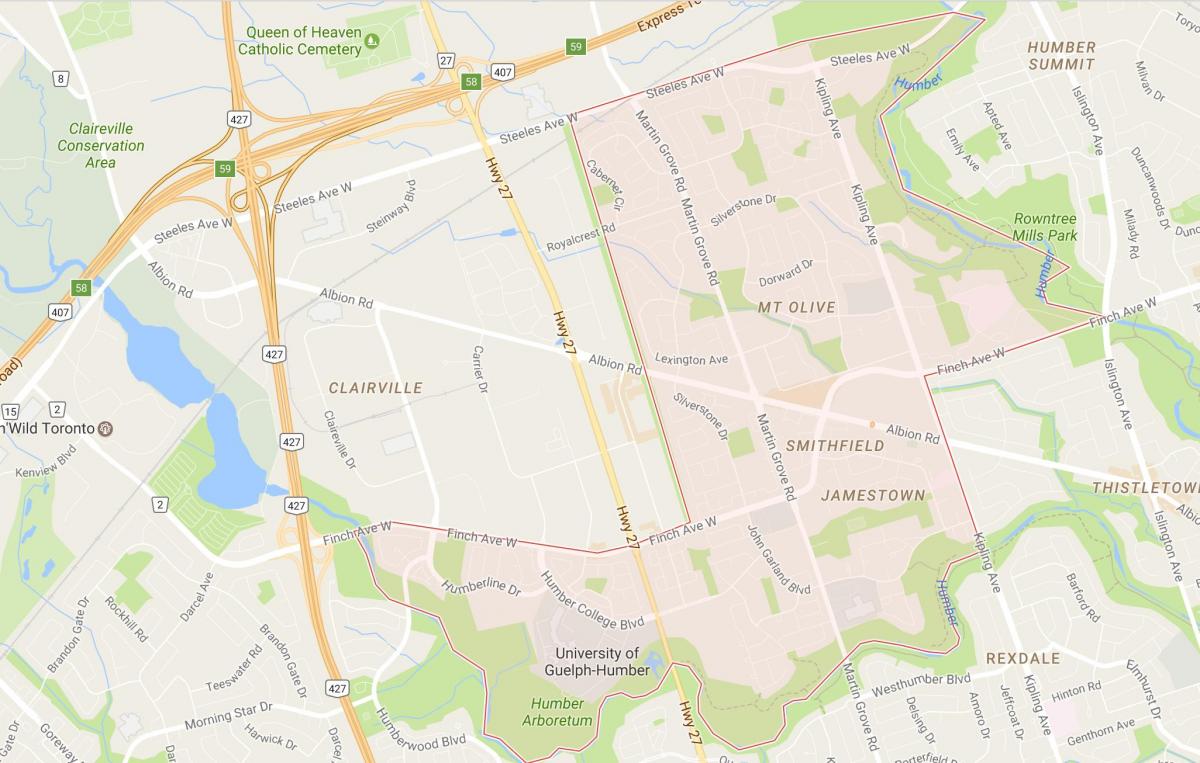 Karte Smithfield kaimiņattiecību kaimiņattiecību Toronto