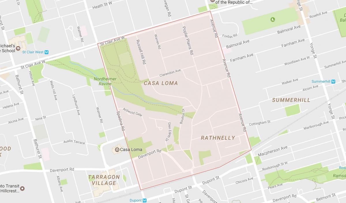Karte South Hill kaimiņattiecību Toronto