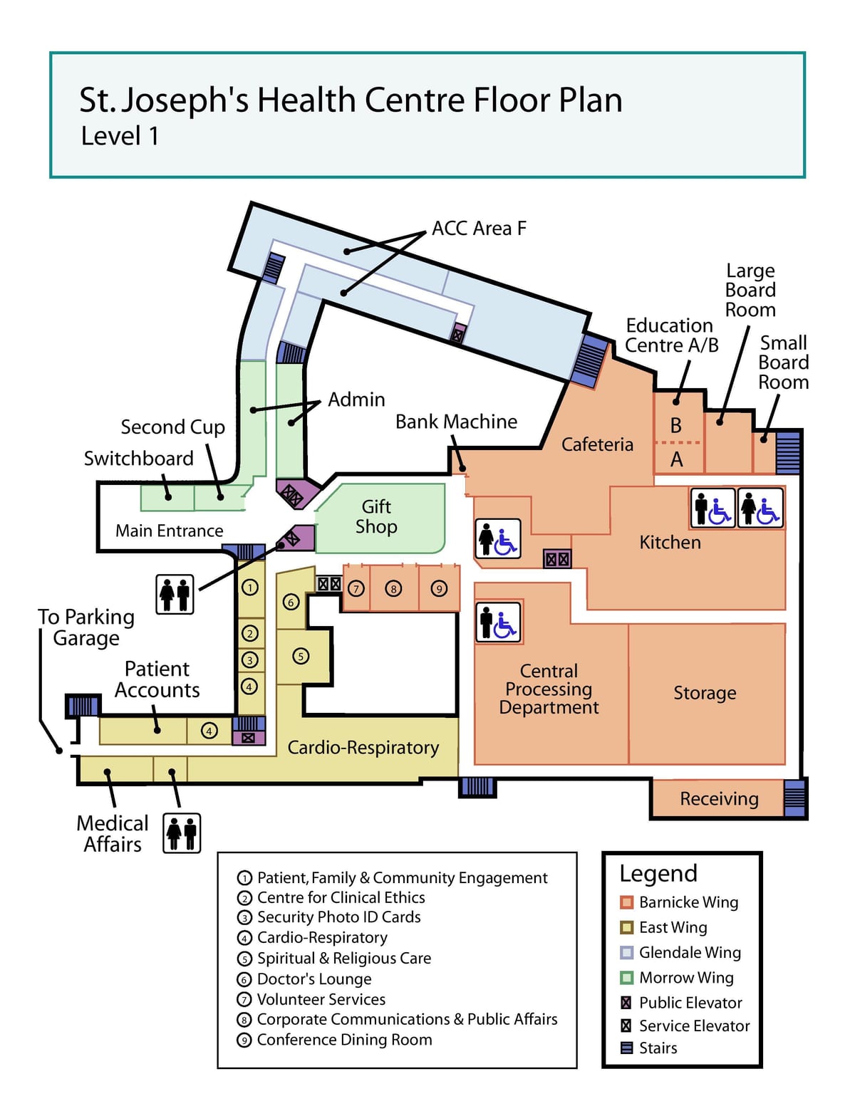 Map Svētā Jāzepa Veselības centrs Toronto 1. līmenis