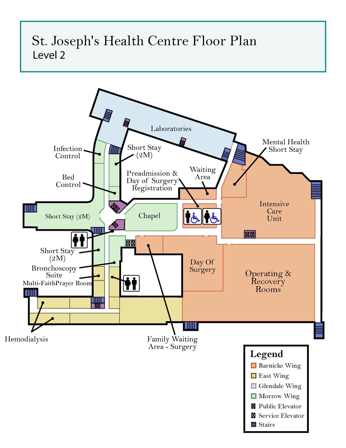Map Svētā Jāzepa Veselības centrs Toronto 2. līmenis