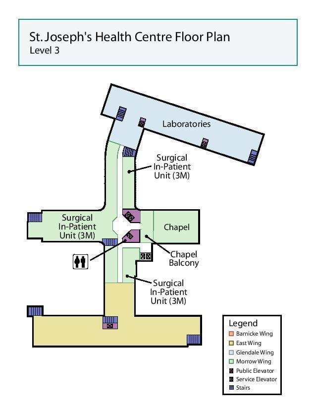 Map Svētā Jāzepa Veselības centrs Toronto 3. līmenis