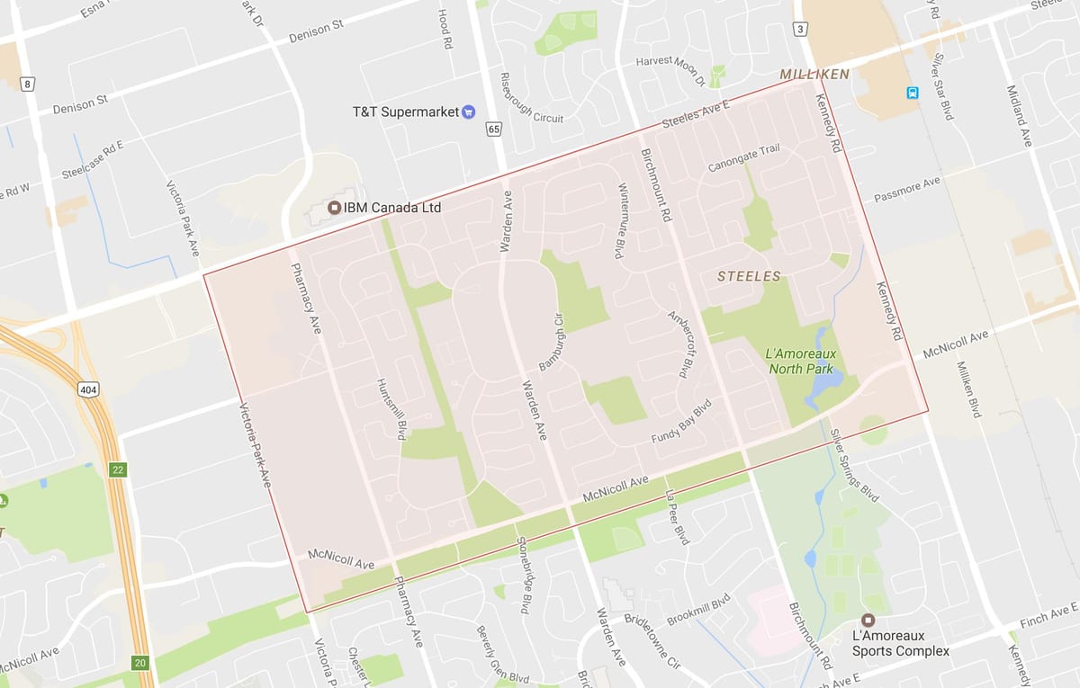 Karte Steeles kaimiņattiecību Toronto