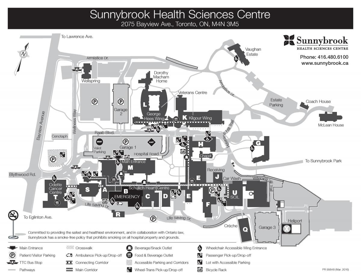 Karte Sunnybrook Veselības zinātņu centrs - SHSC
