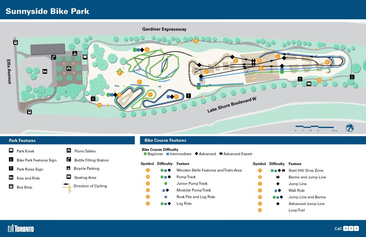 Karte Sunnyside Bike Park Toronto