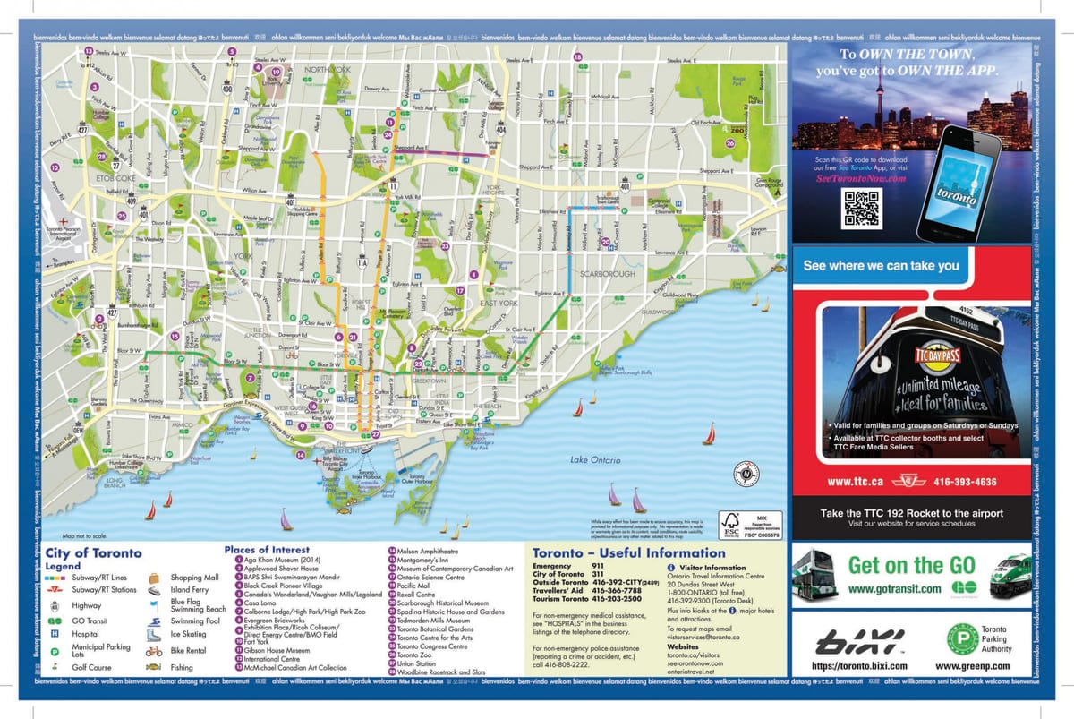 Kartes tūrisma Toronto
