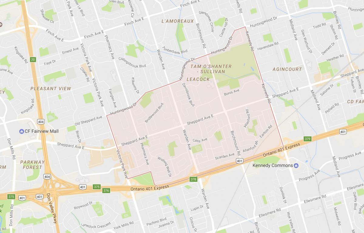 Karte Tam O'Shanter – Sullivan kaimiņattiecību Toronto