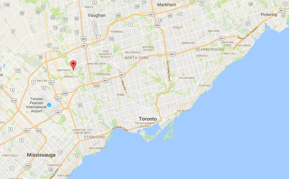 Karte Thistletown rajona Toronto