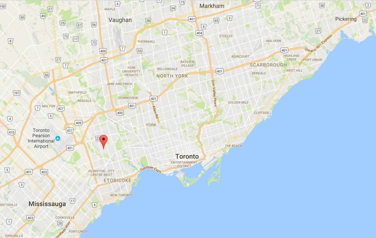 Karte Thorncrest Ciema rajonā Toronto