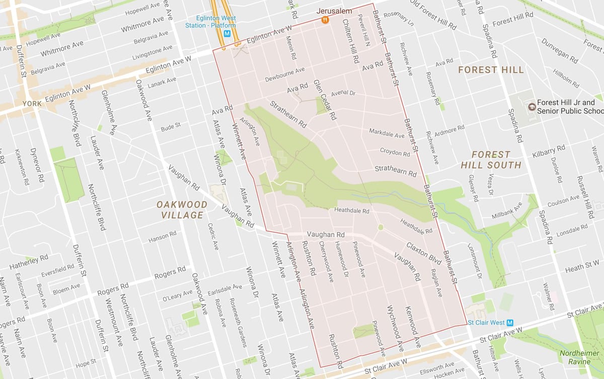 Karte Tichester kaimiņattiecību Toronto