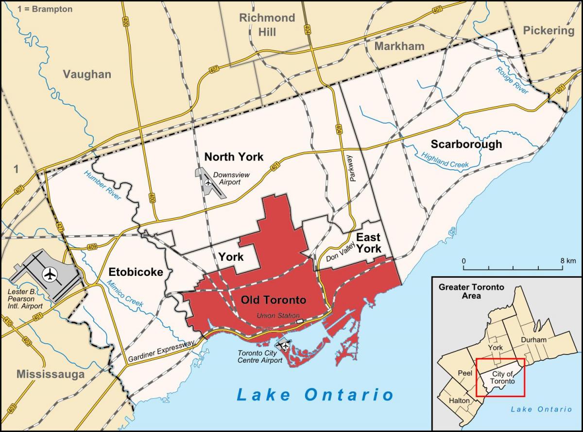 Karte Toronto jomā