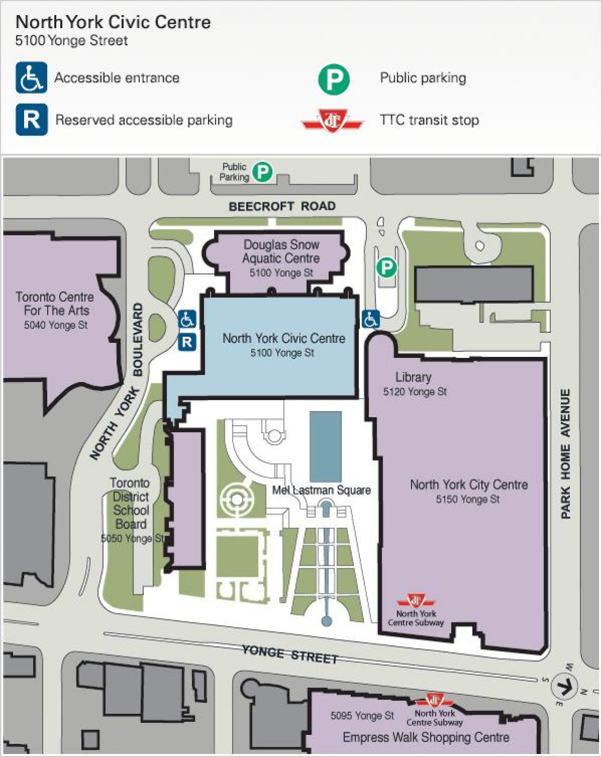 Karte Toronto Centre Mākslas autostāvvieta