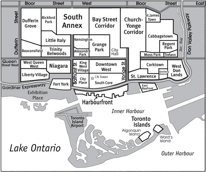 Karte Toronto Kaimiņattiecību ceļvedis